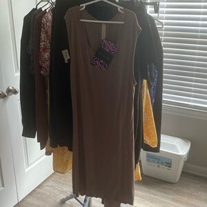 Tan summer dress  not a size I’m guessing small to medium p2p 16 “ 39” length
